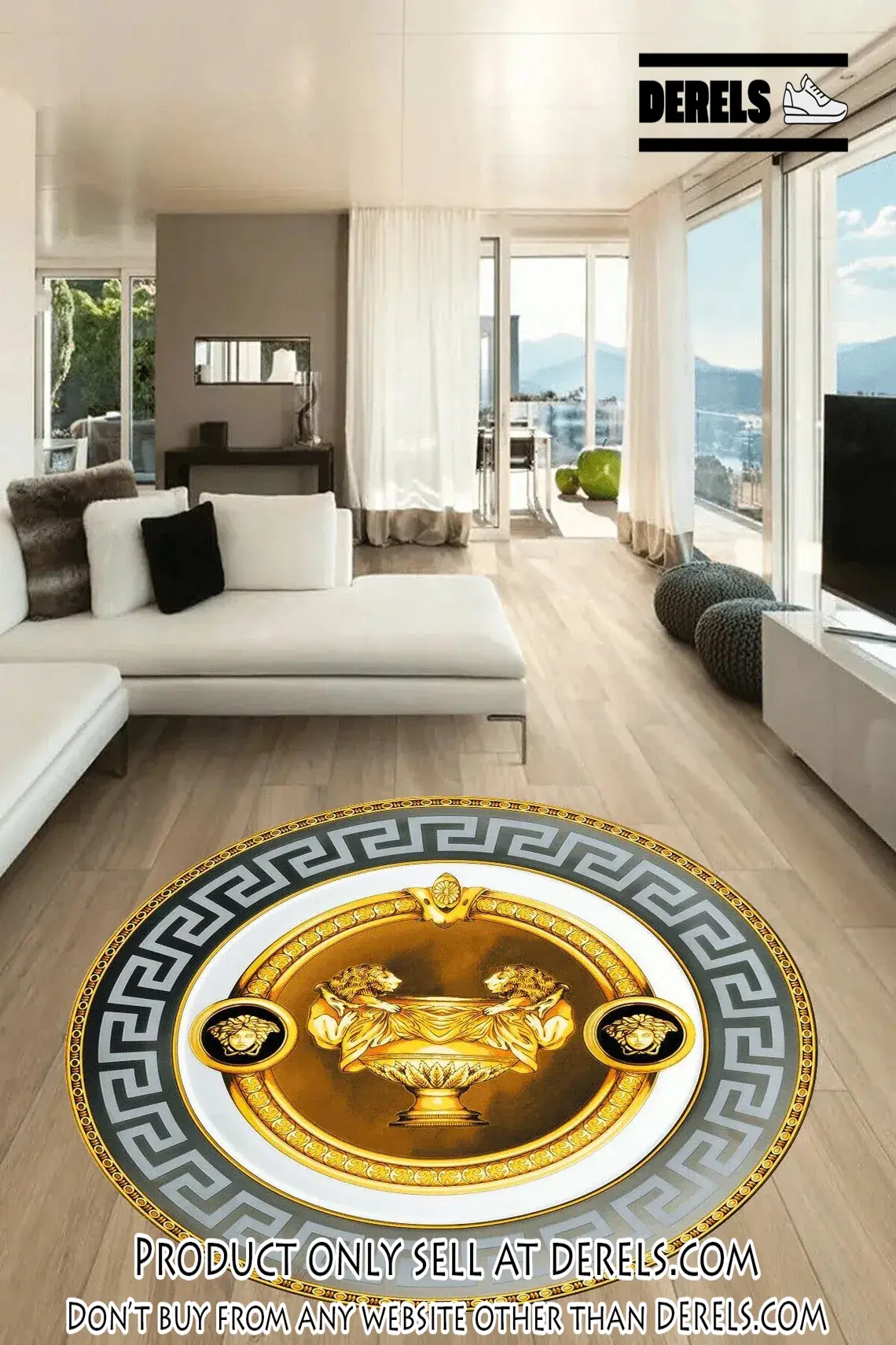 Versace medusa round rug carpet luxury brand fashion home decor dr2045073